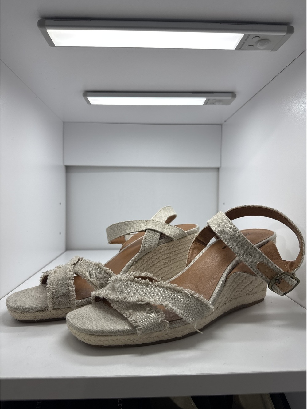 Lucky Brand Beige Espadrille Wedge Sandals Size 10
